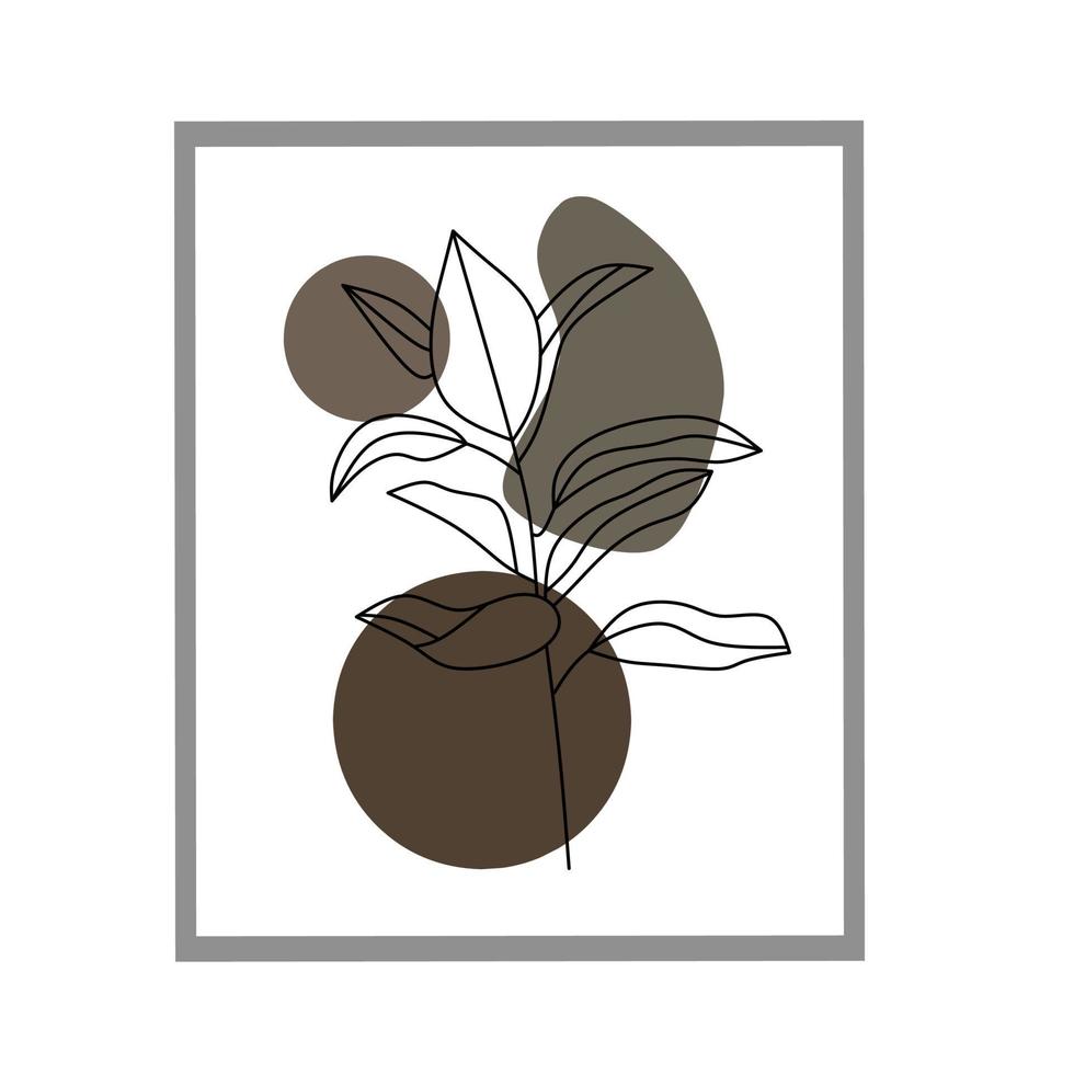 Modern minimalist floral abstract aesthetic illustration vector