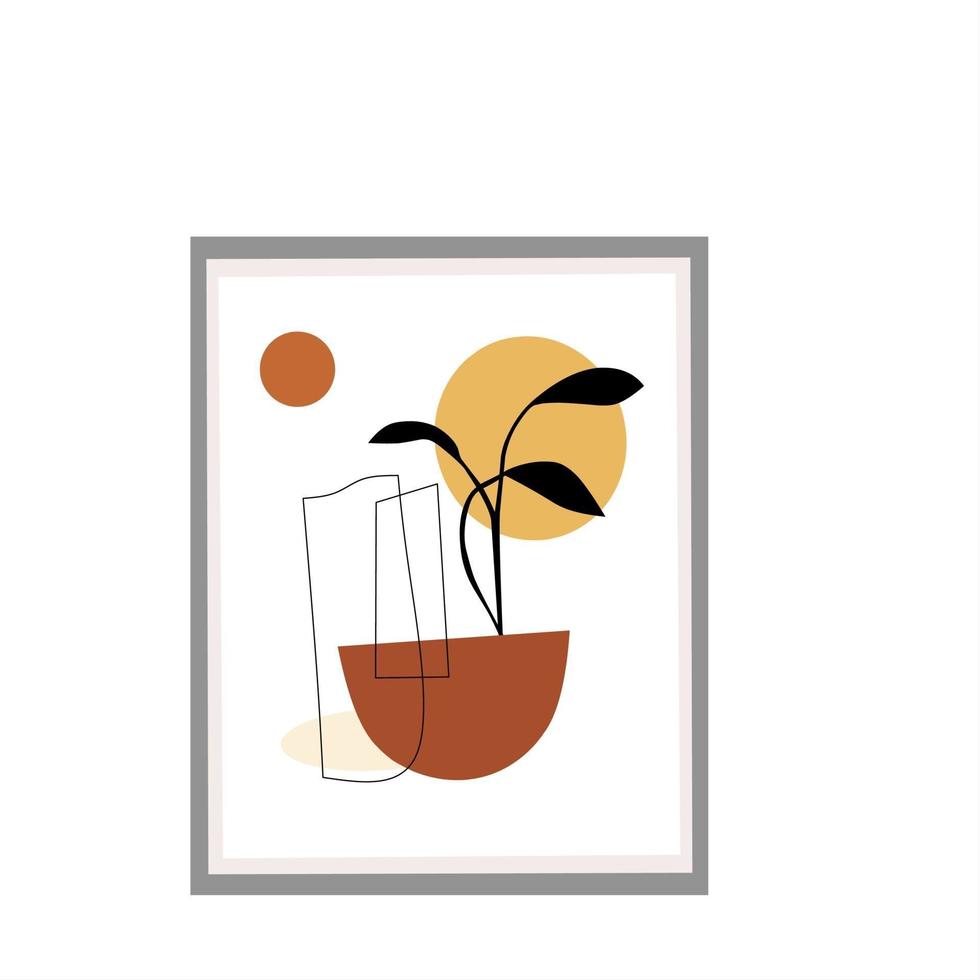 ilustración estética abstracta floral minimalista moderna vector