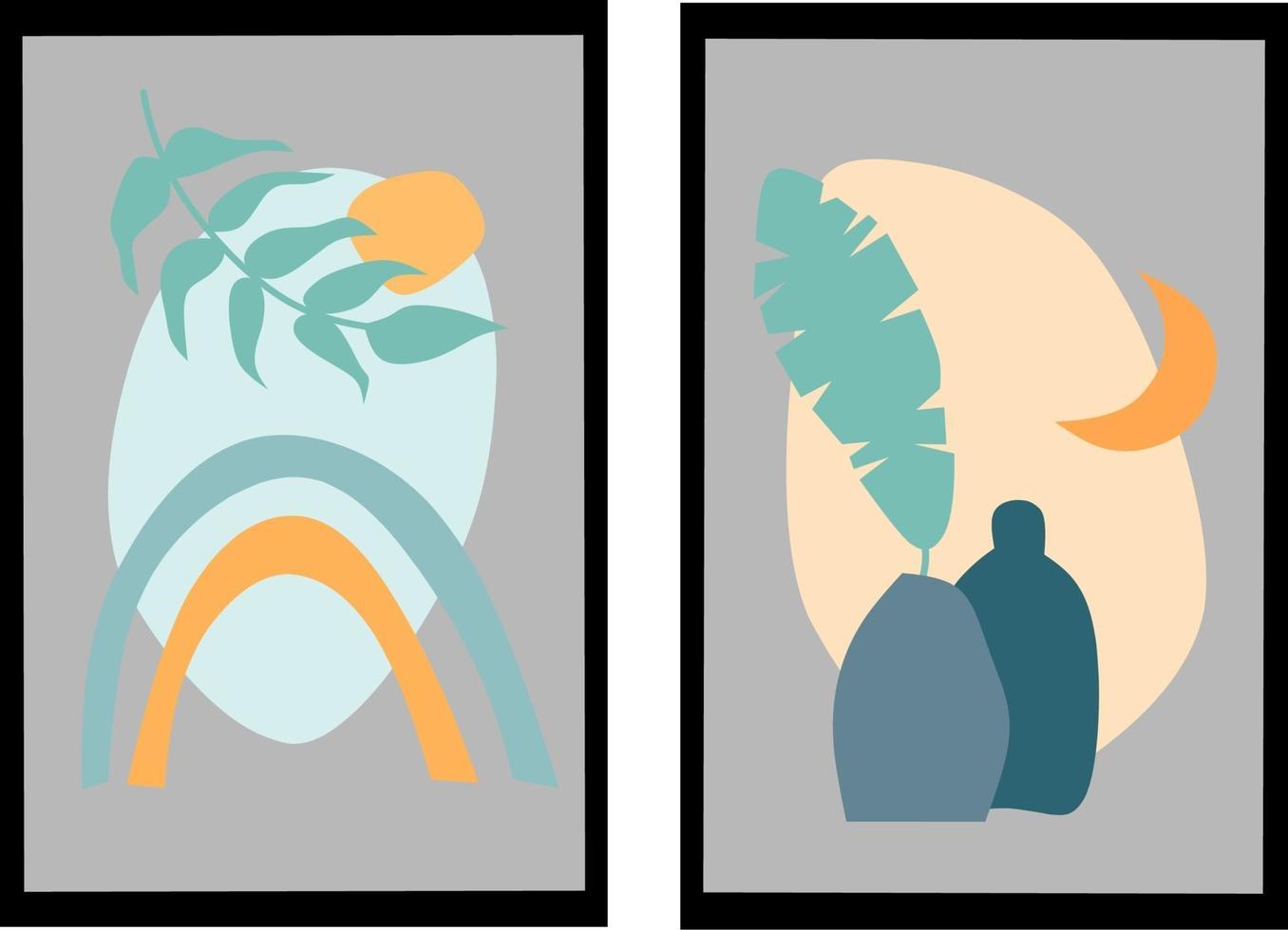 ilustración estética abstracta floral minimalista moderna vector