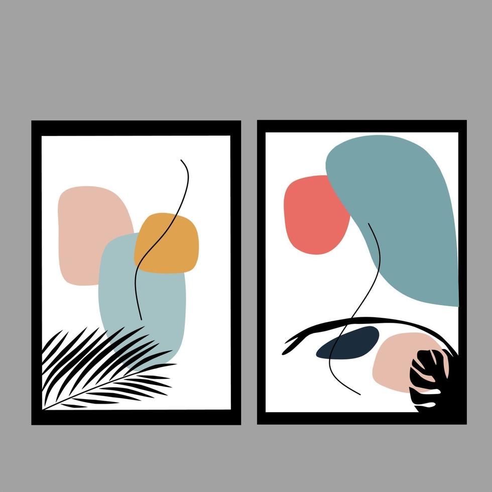 ilustración estética abstracta floral minimalista moderna vector