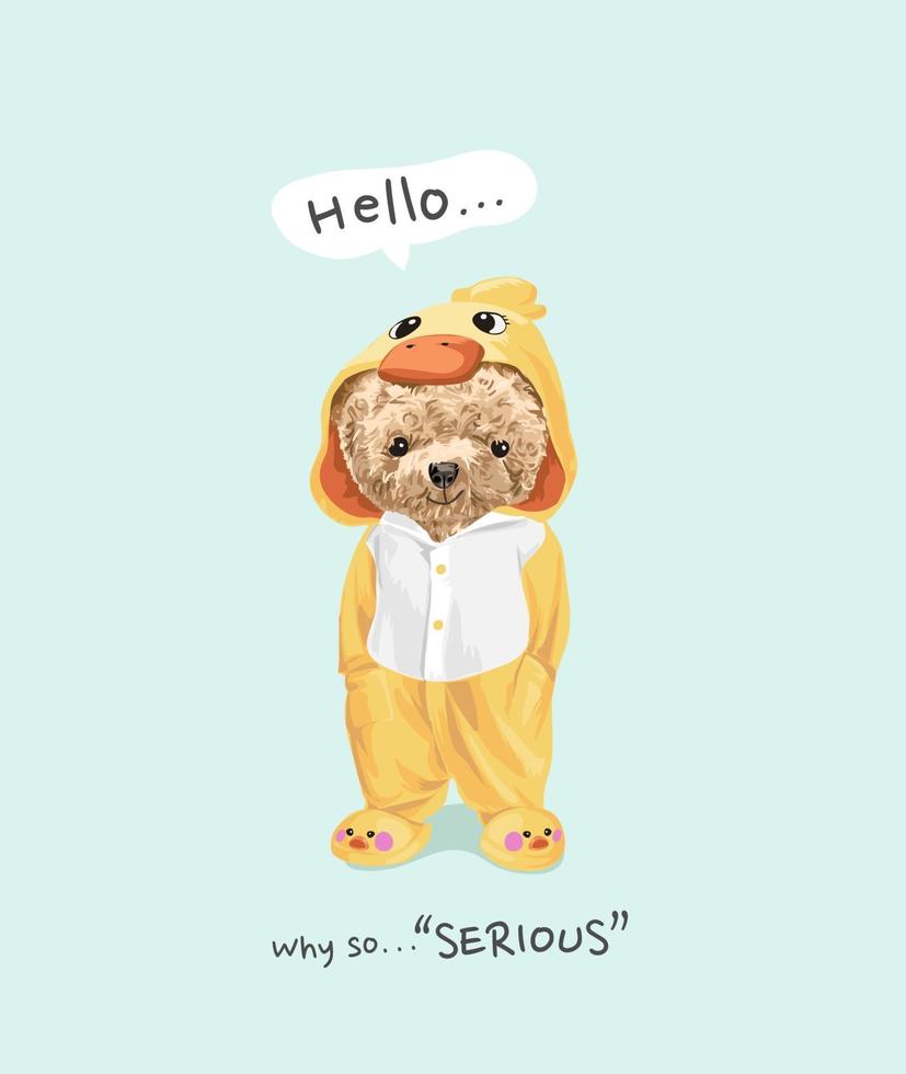 why so serious slogan with cute bear toy in duck mascot illustration vector