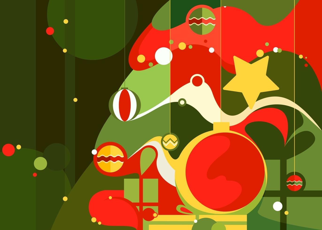 Banner with decorated christmas tree. vector