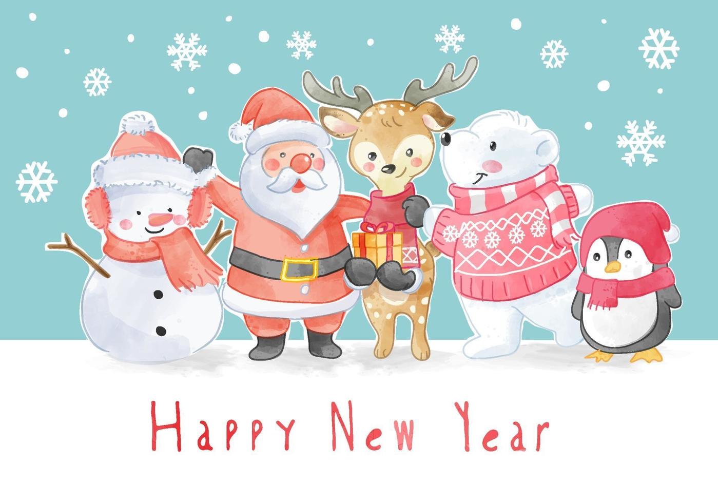 New Year Slogan with Christmas Crews Illustration vector