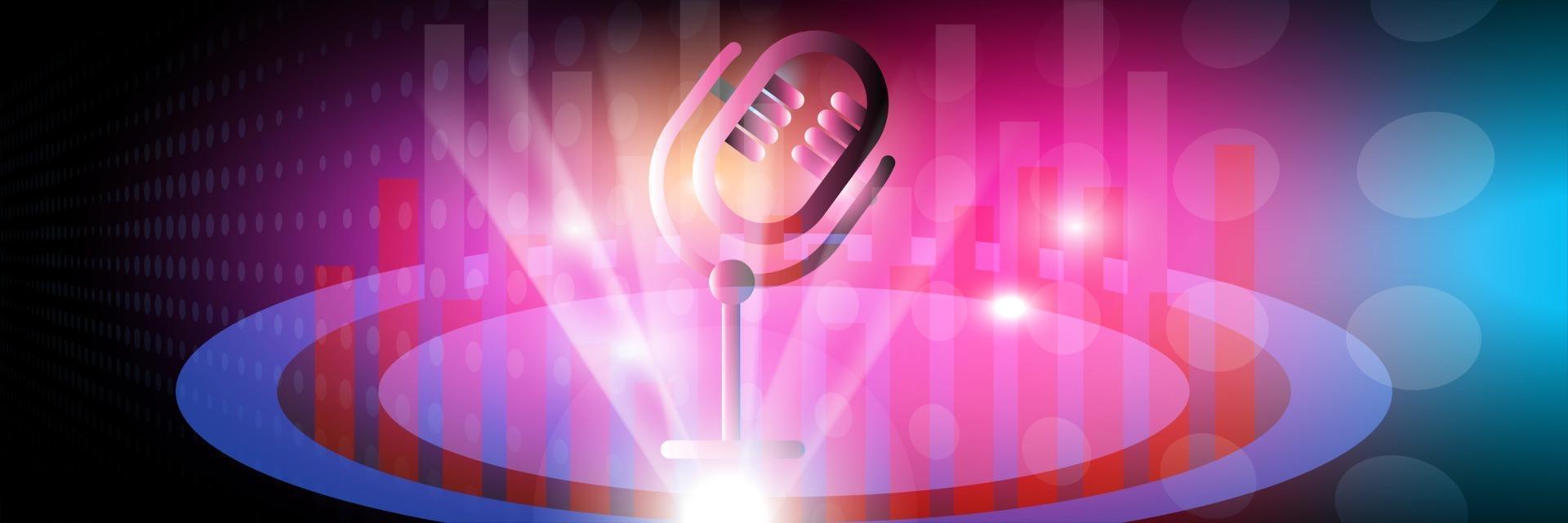 microphone with sound symbol vector