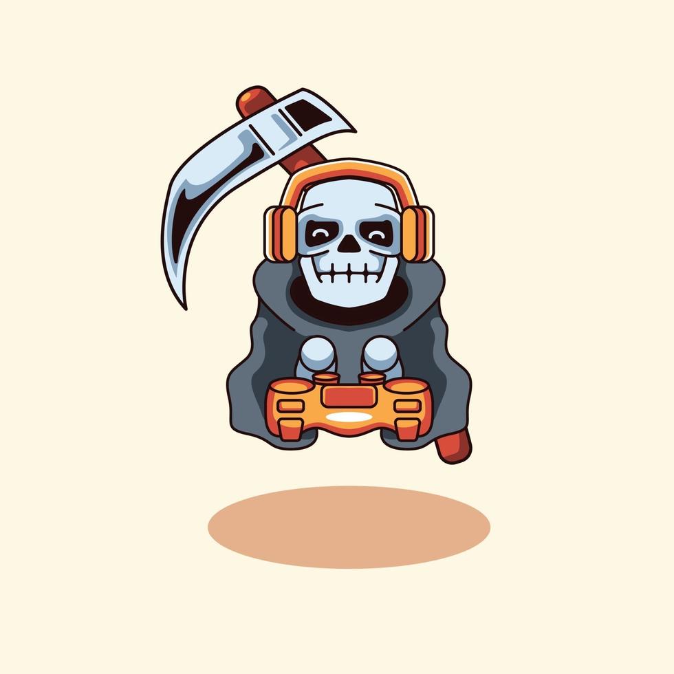 Skull Gaming With Joy stick emblem modern style vector