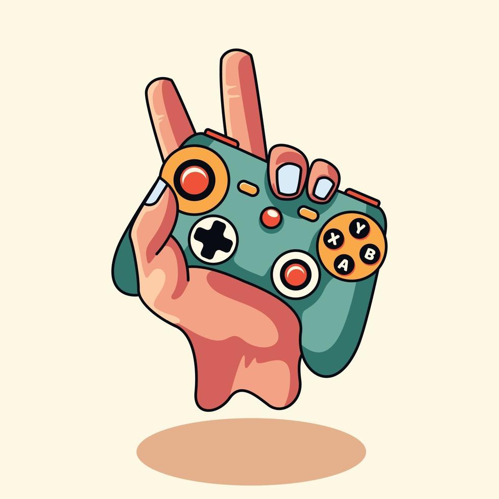 Skull Gaming With Joy stick emblem modern style vector