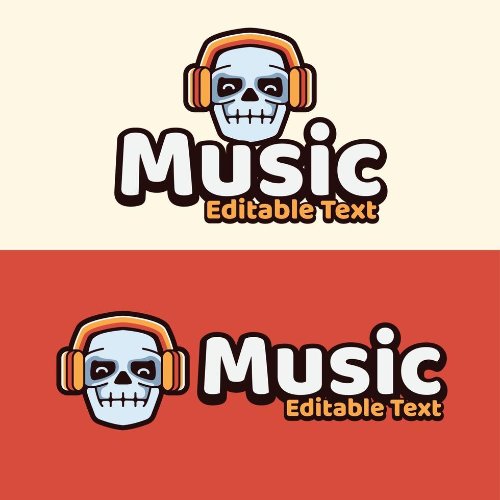 cráneo con auriculares para mascotas de música o juegos vector