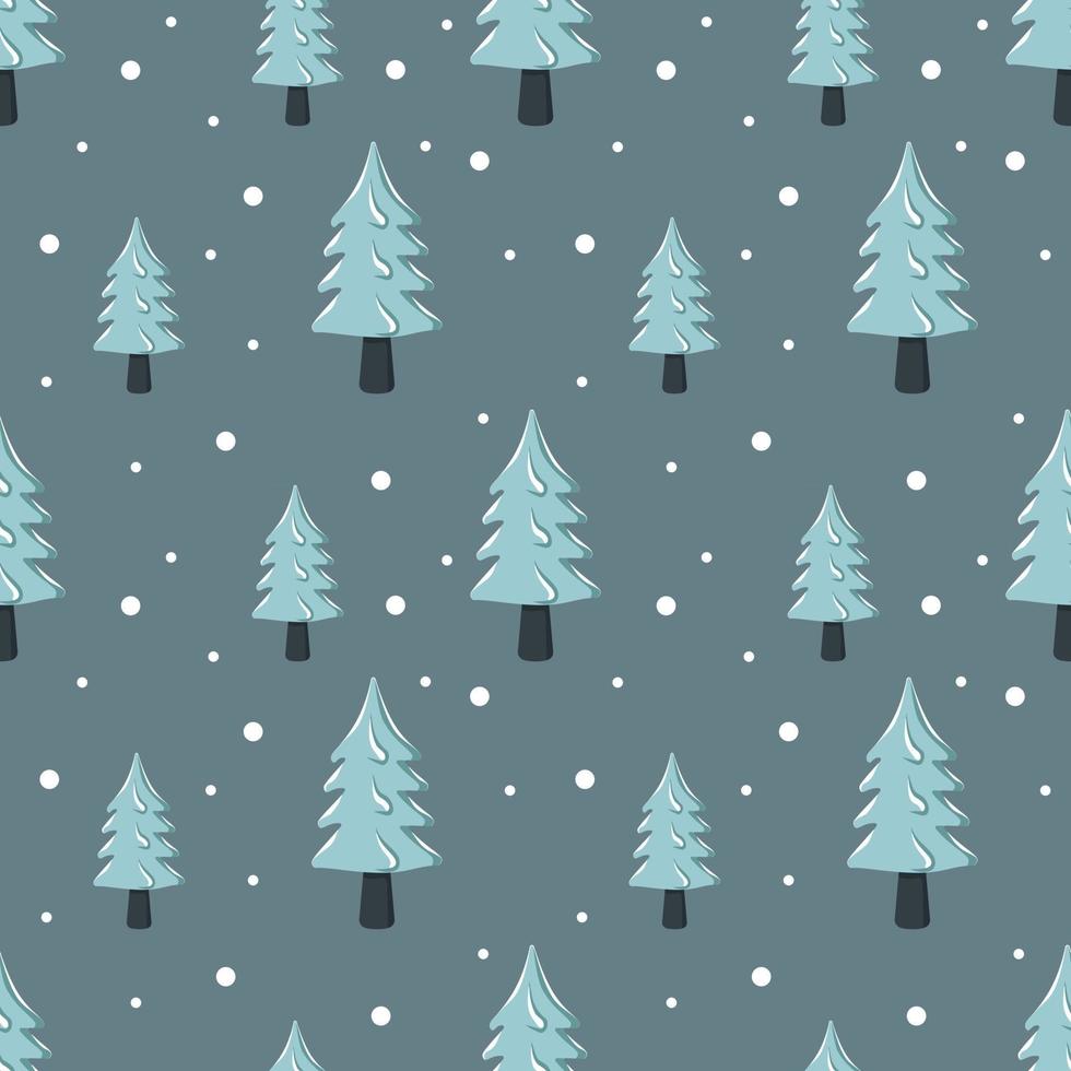 Seamless Christmas pattern with fir and tree in the snow vector