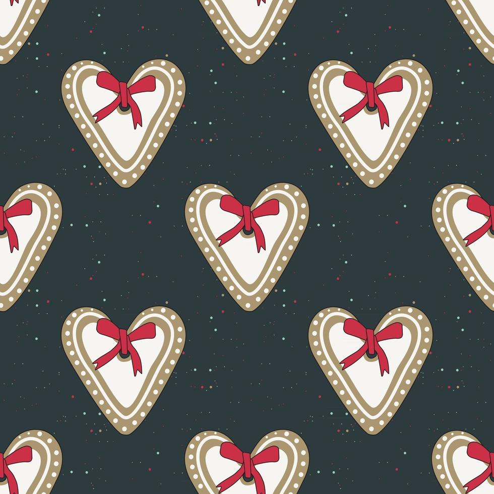 Seamless pattern of happy Christmas gingerbread cookies vector