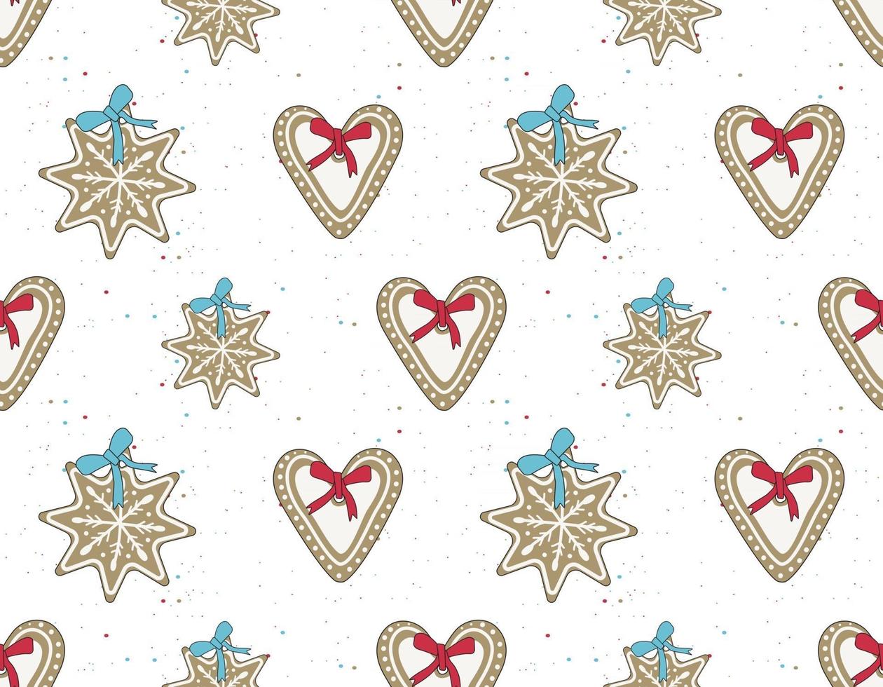 Seamless pattern Merry Christmas gingerbread cookies vector