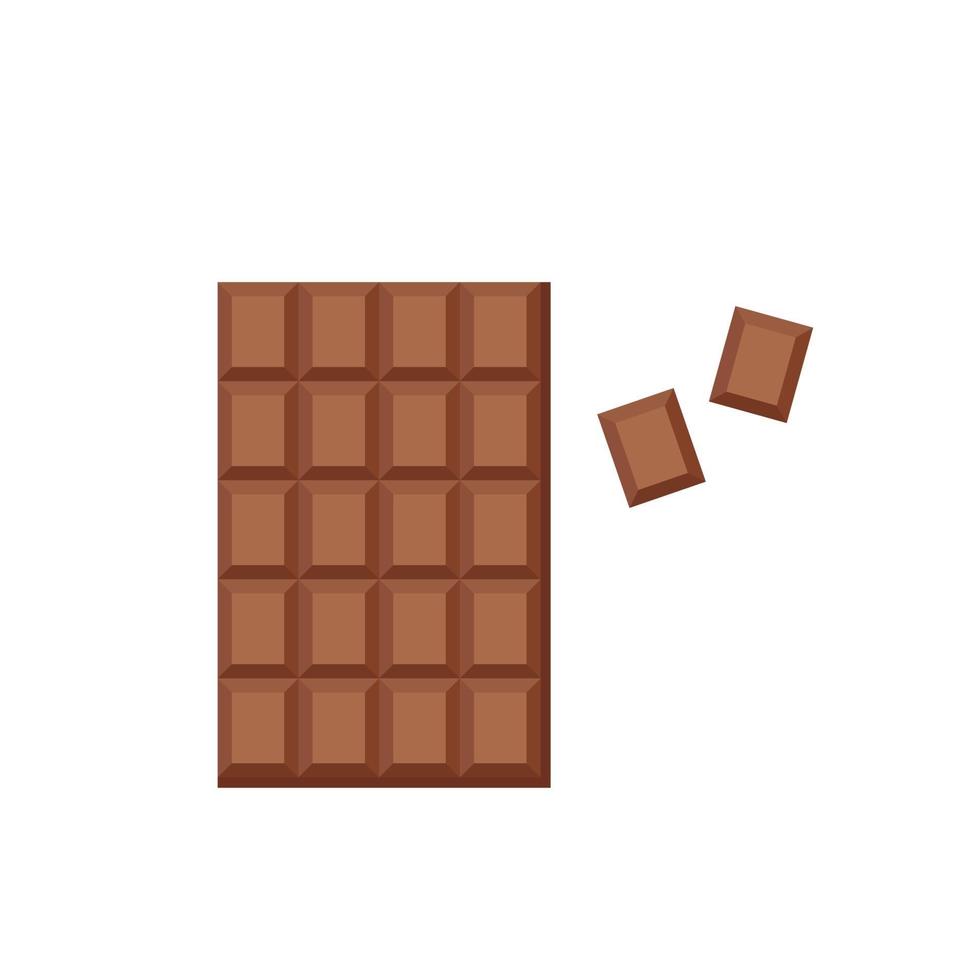 Milk chocolate bar and broken wedges. Source of calcium vector