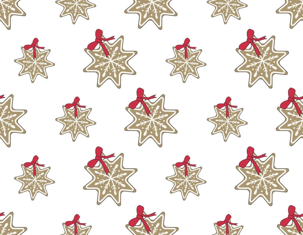 pattern Merry Christmas gingerbread cookies in form of snowflakes vector