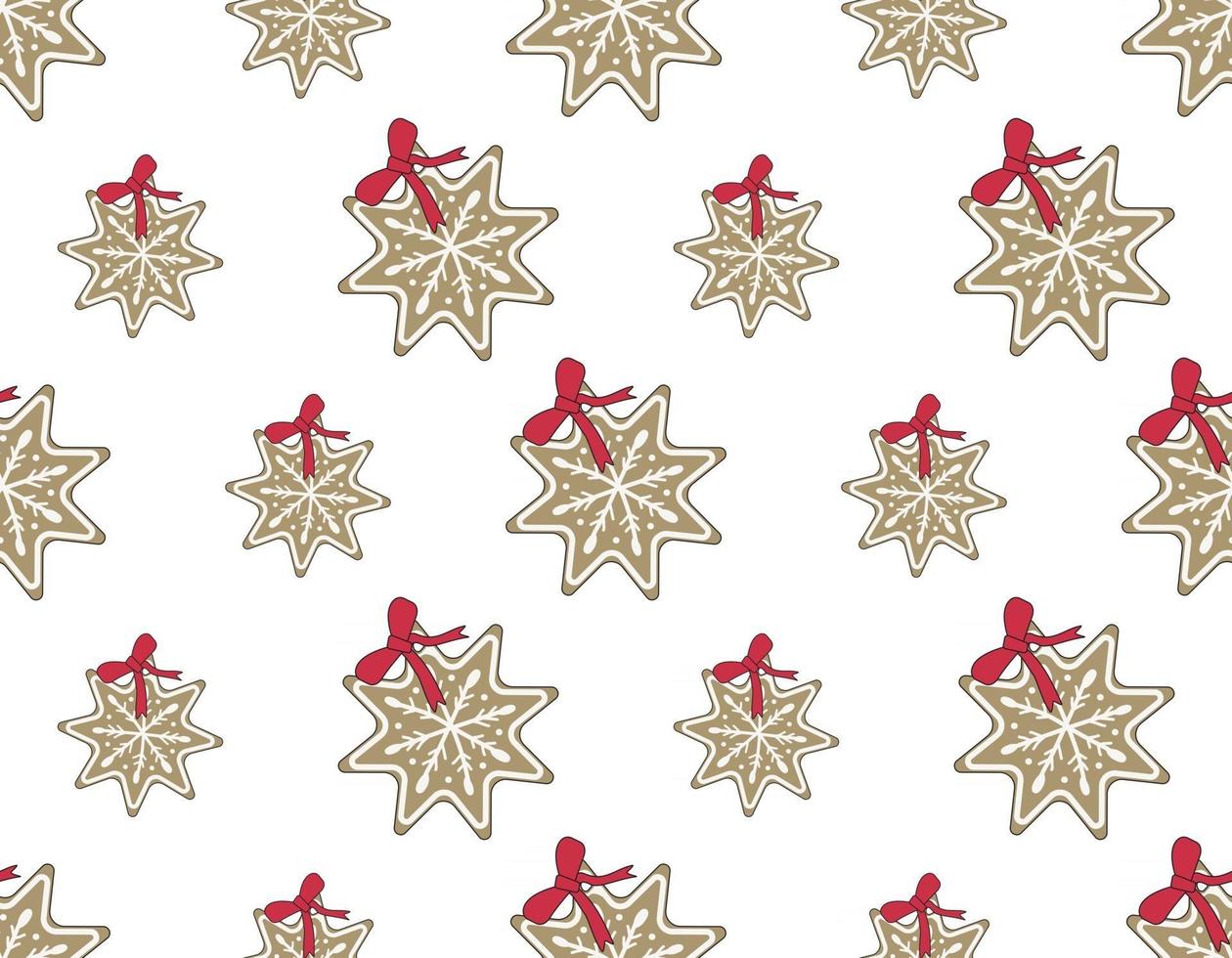 pattern Merry Christmas gingerbread cookies in form of snowflakes vector