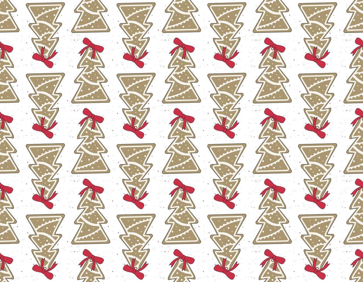 Seamless pattern of happy Christmas gingerbread cookies vector
