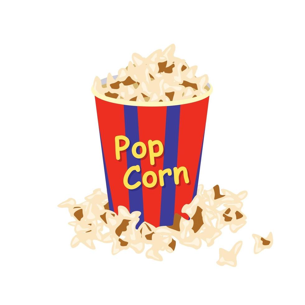 Popcorn striped box. A paper wrap with snack while watching a film vector