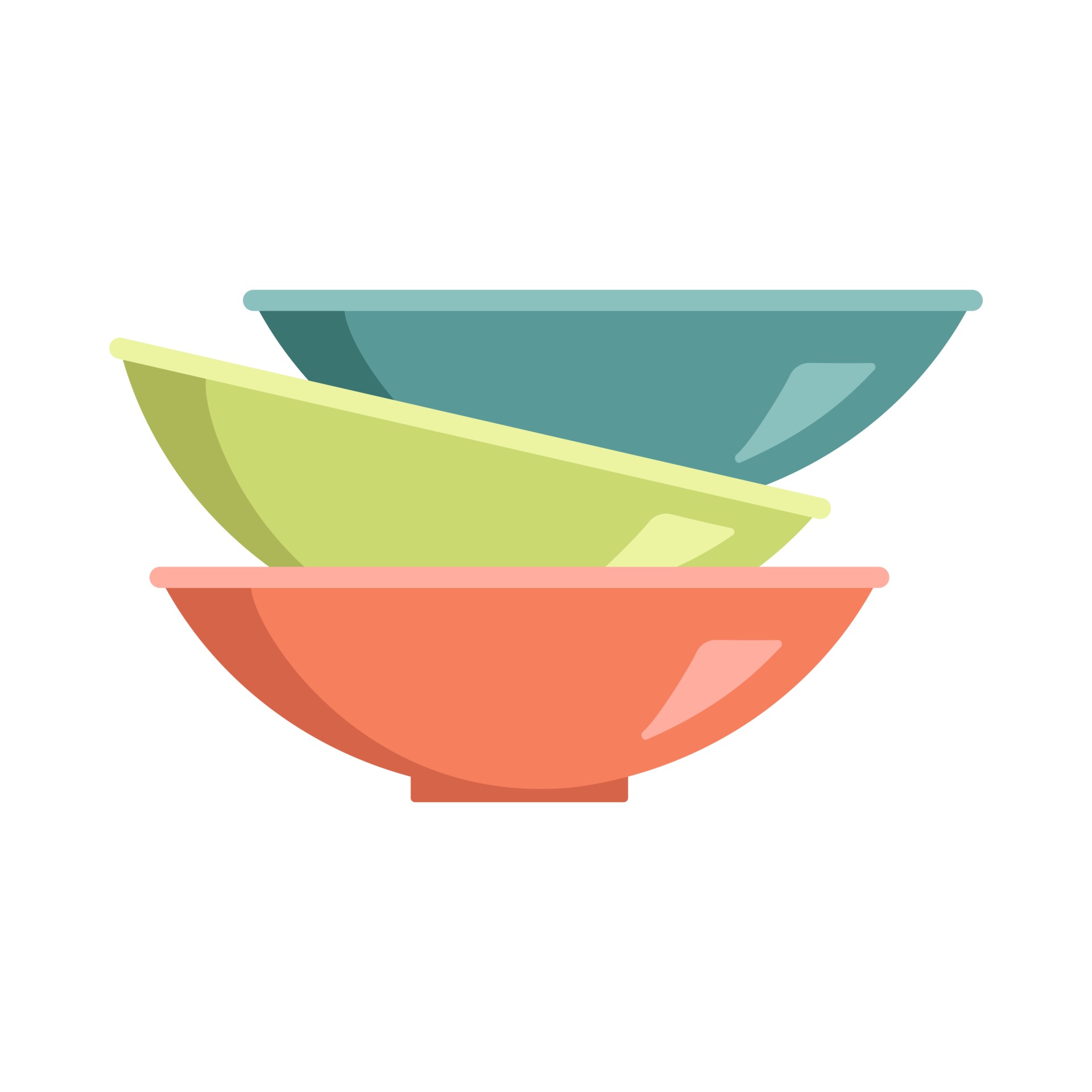 A set of multicoloured plates. Pile of empty food bowls 3134930 Vector