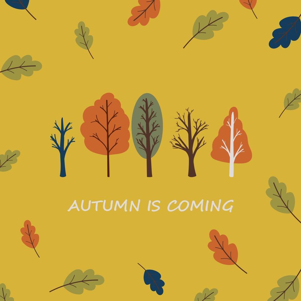 Autumn card poster template with trees vector