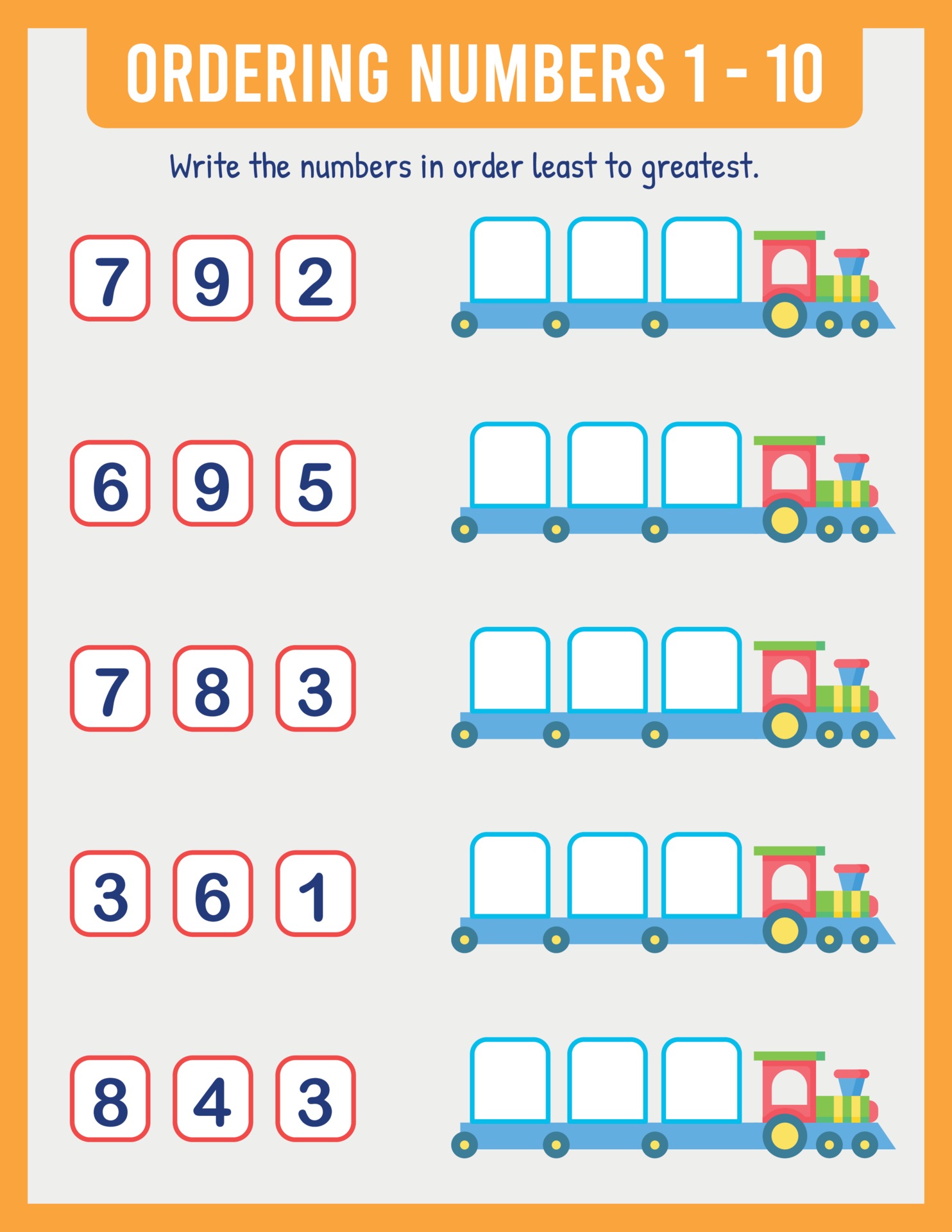 Organize The Numbers From Least To Greatest Math 3134960 Vector Art At Vecteezy