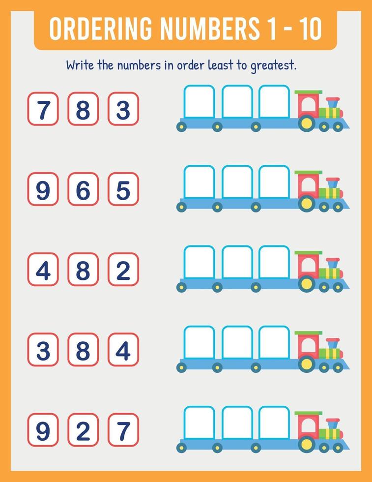 organizar los números de menor a mayor. Matemáticas vector