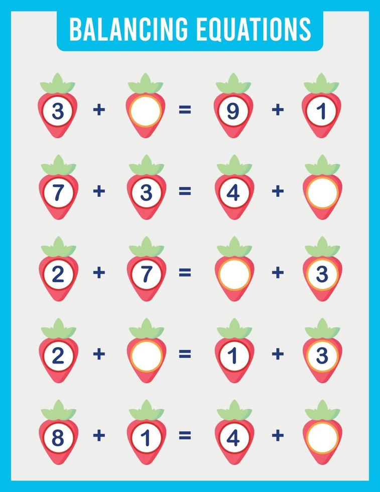 Educational math game for children. Addition for preschool children. vector