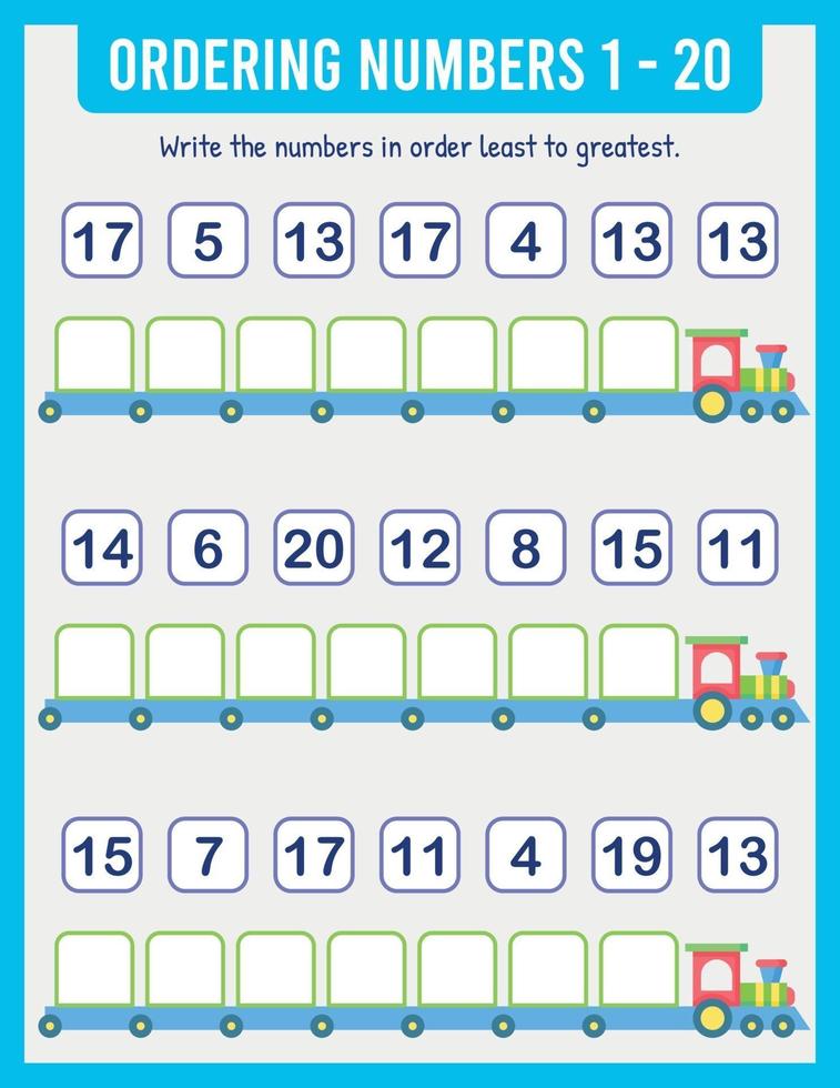 Organize the numbers from least to greatest. Math vector