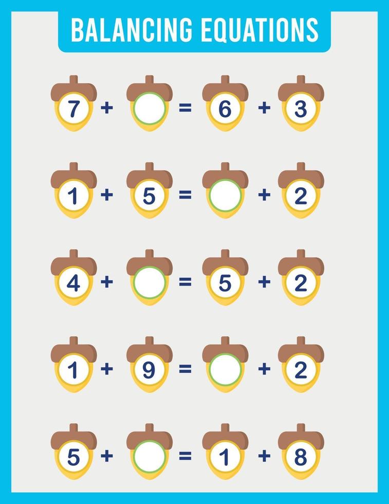 Educational math game for children. Addition for preschool children. vector