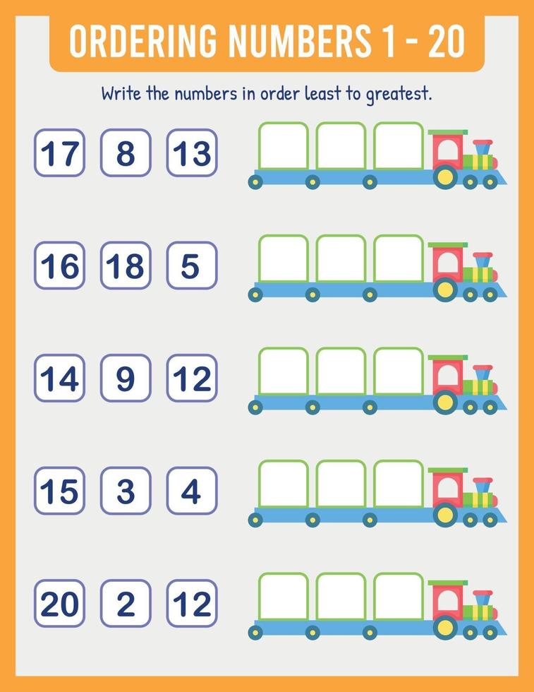 Organize the numbers from least to greatest. Math vector