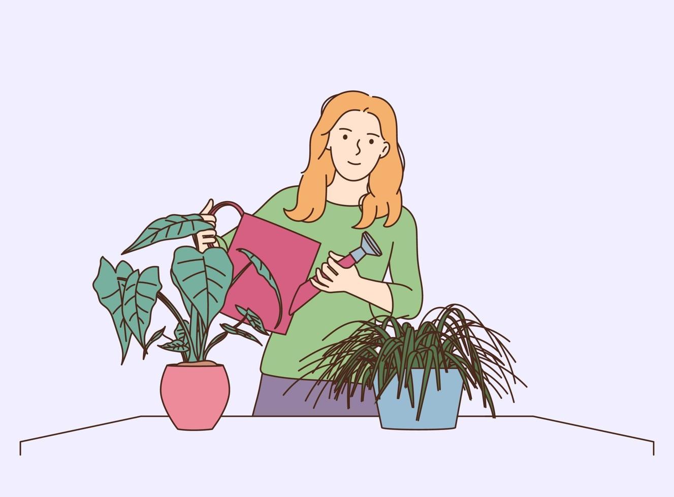 Houseplants and home gardening. vector