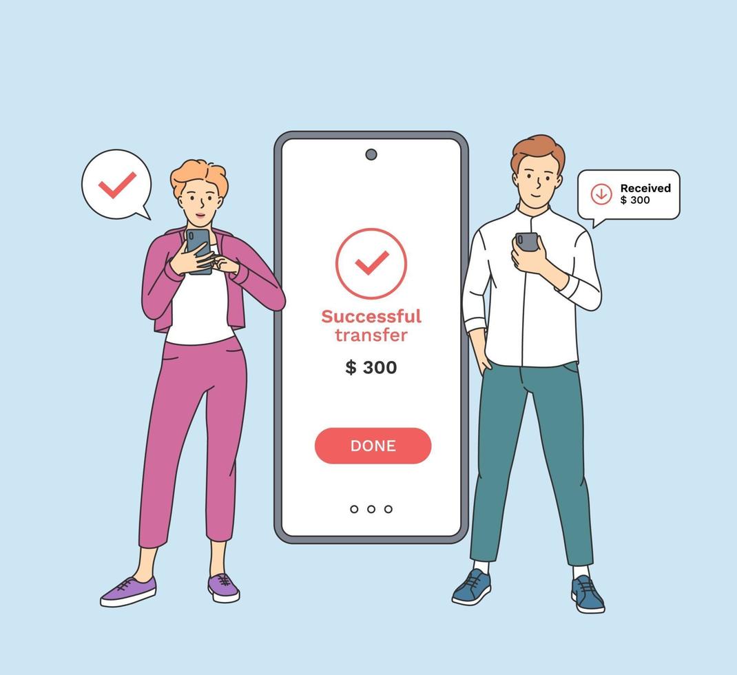 Contactless payment, online transaction. vector
