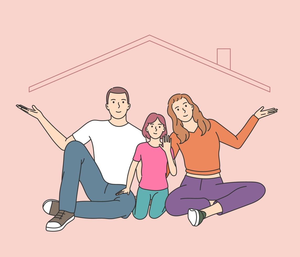 Home insurance metaphor, happy childhood memories. vector