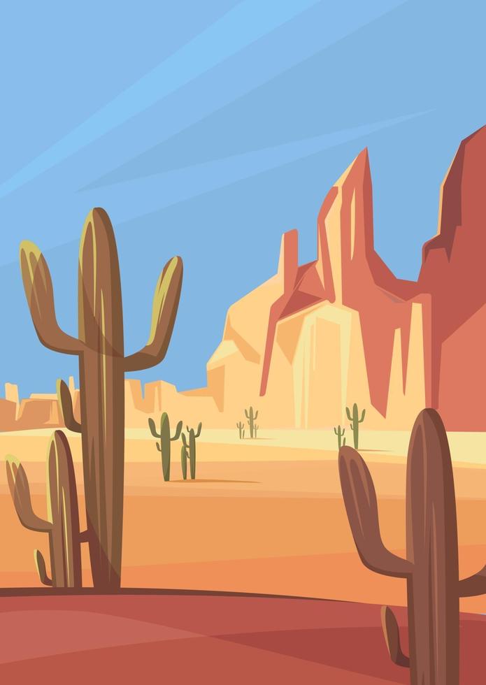 paisaje del desierto de texas. paisaje natural en orientación vertical. vector