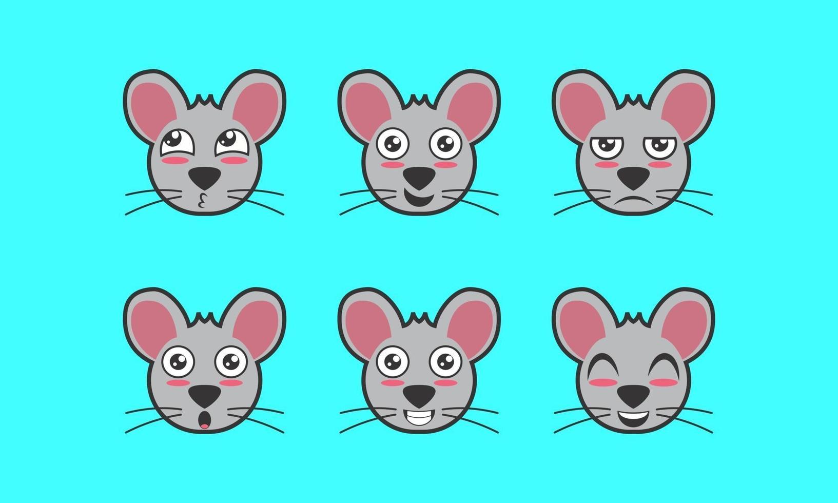 vector de un lindo icono de expresión facial animal ratón mascota