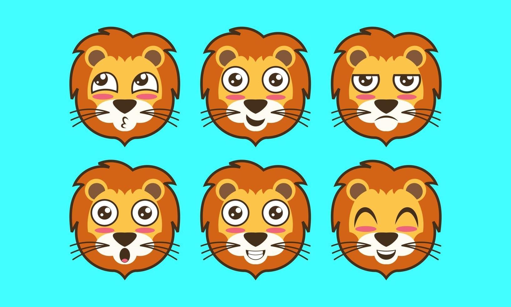 Vector of cute animal face expression logo, pet, lion icon