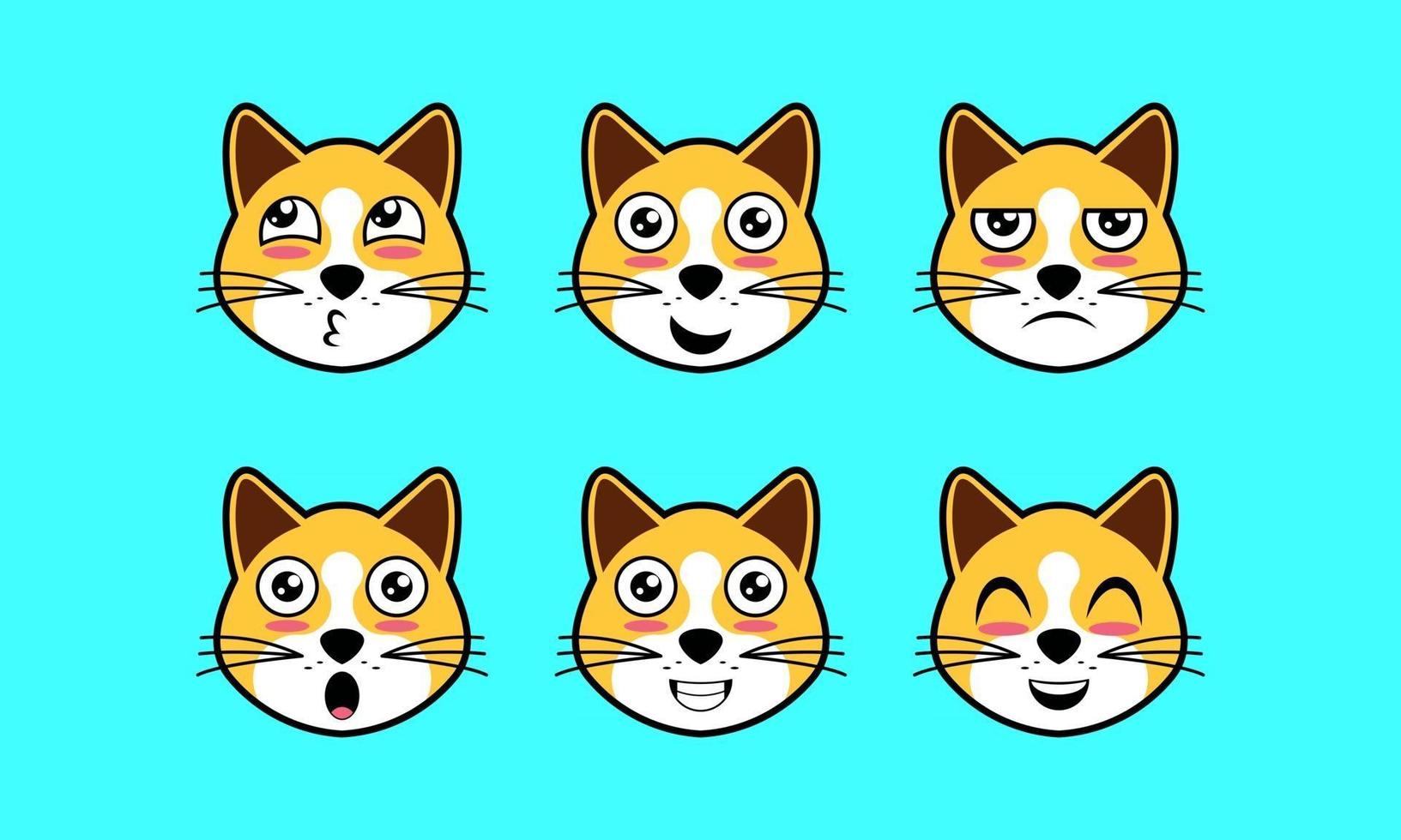 vector de un lindo icono de expresión facial animal gato mascota