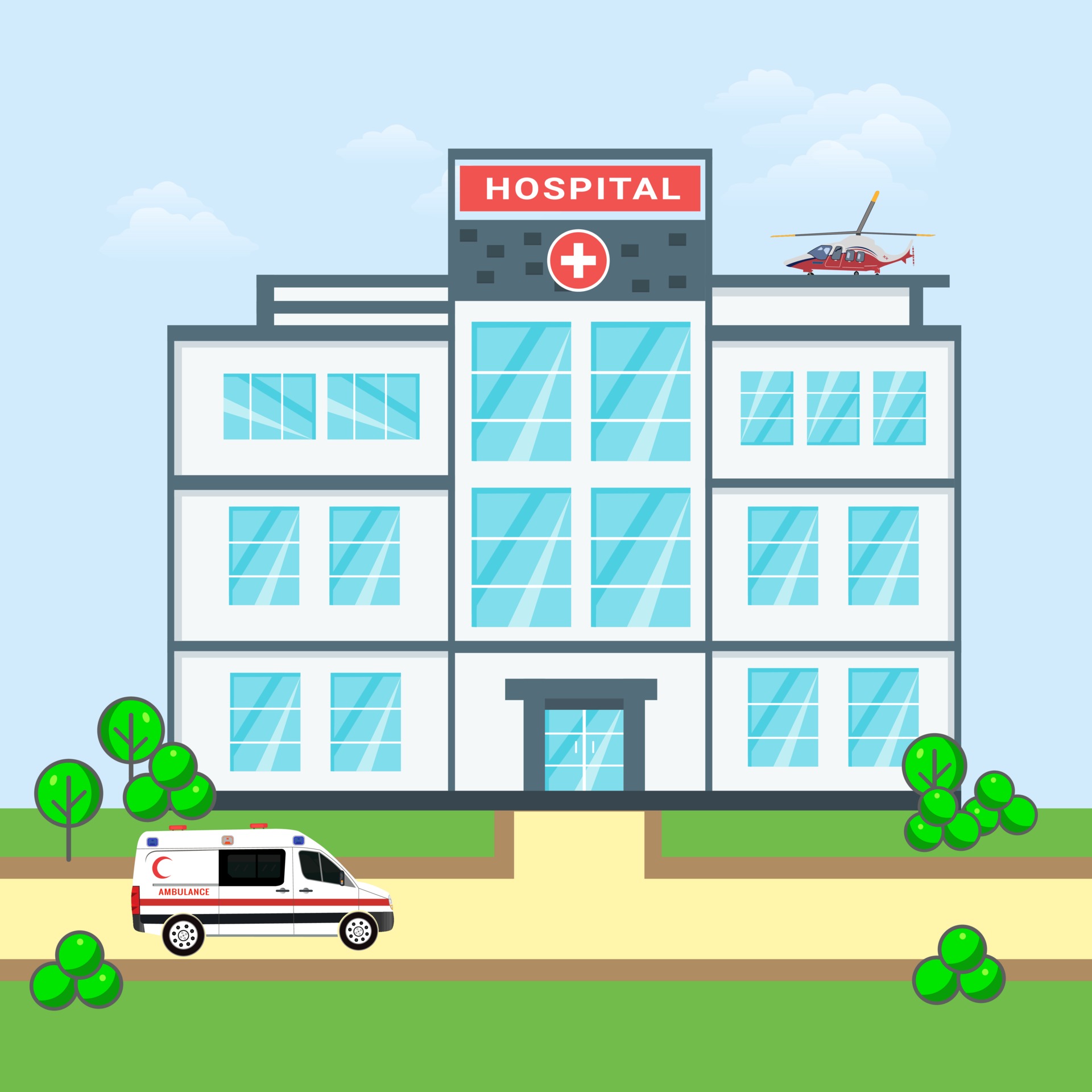 Modern cartoon hospital vector illustration 3135178 Vector Art at Vecteezy