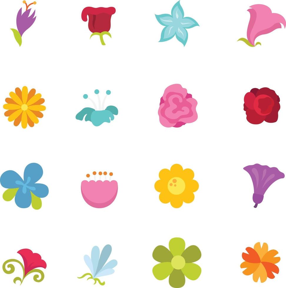vector de conjunto de iconos de flores