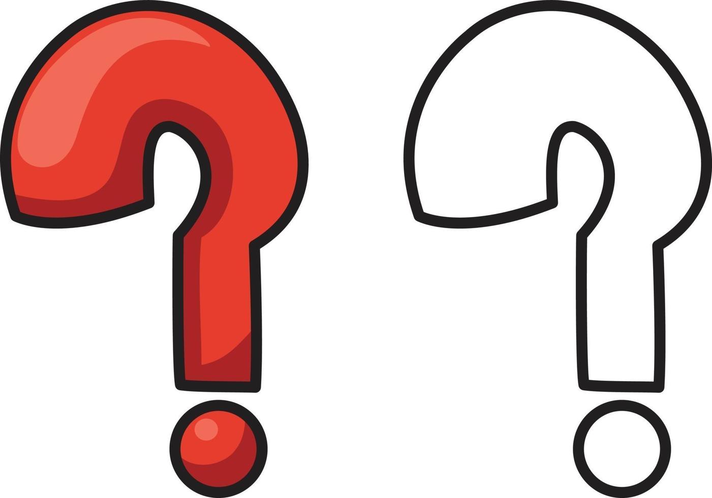 colorful and black and white question mark for coloring book vector