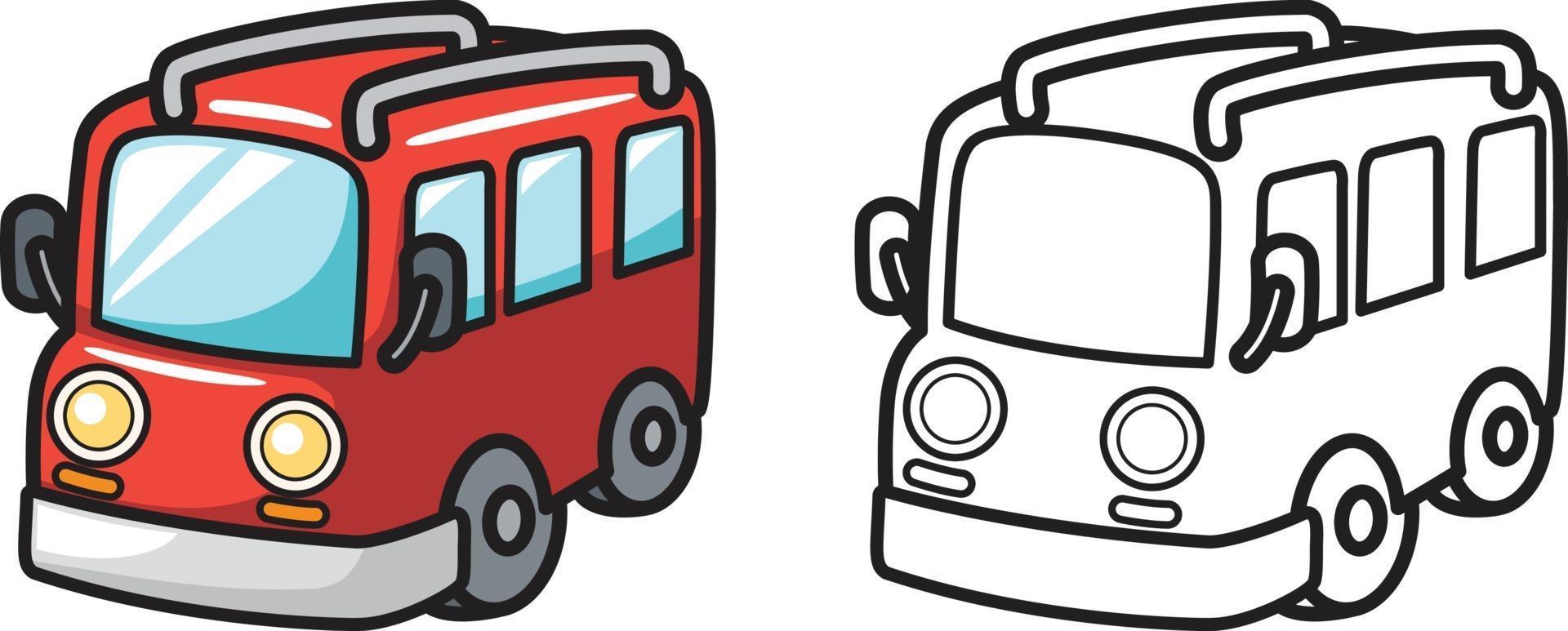 colorful and black and white van for coloring book vector