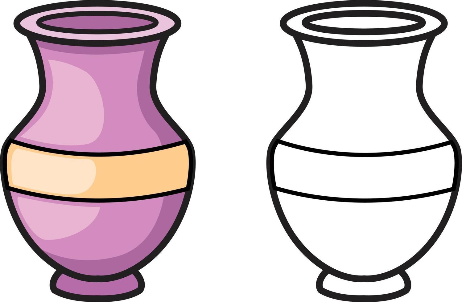 colorful and black and white vase for coloring book vector