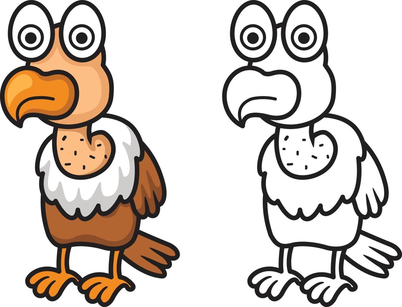 colorful and black and white vulture for coloring book vector