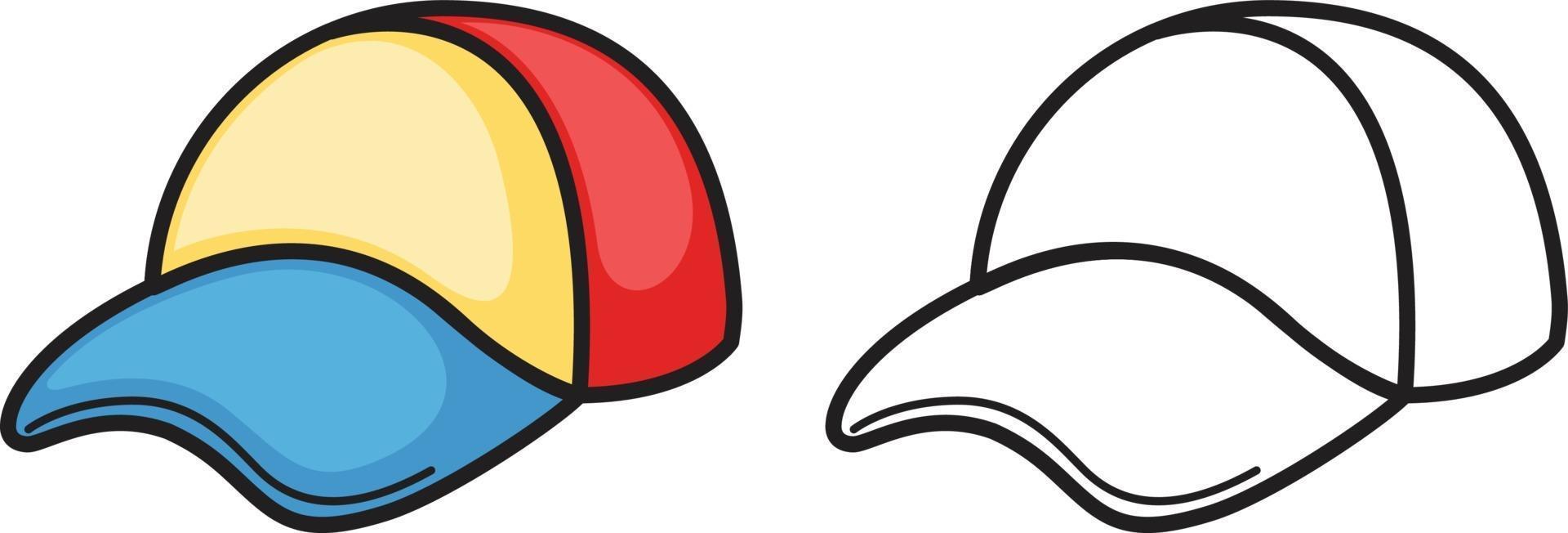 colorful and black and white cap for coloring book vector