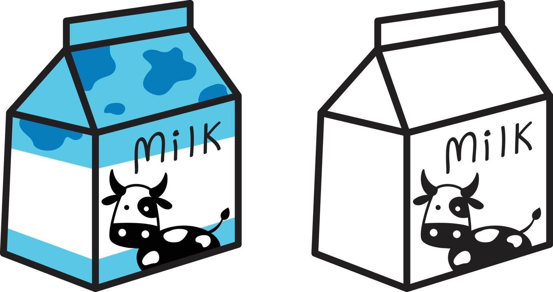 colorful and black and white milk for coloring book vector