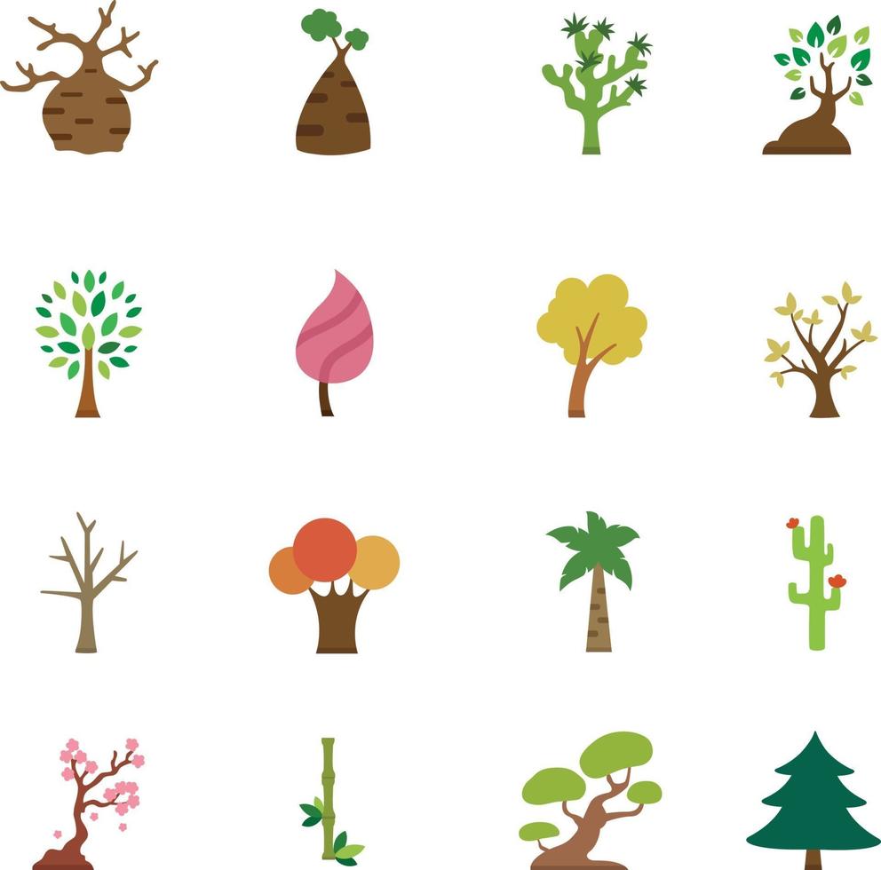 conjunto de iconos de árbol vector