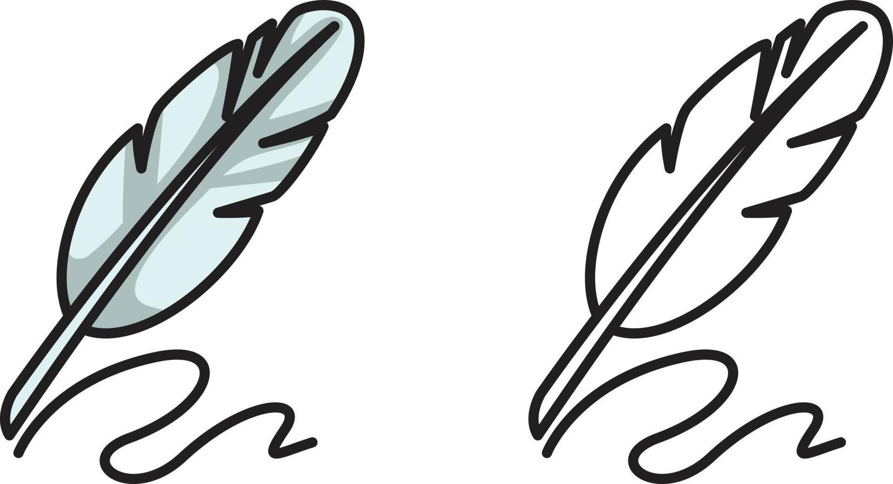 colorful and black and white quill for coloring book vector