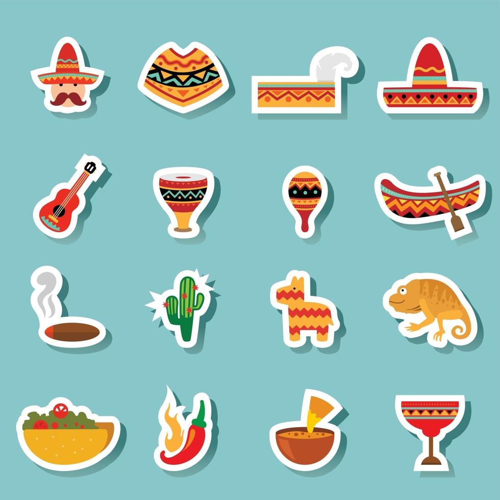 mexico icons vector