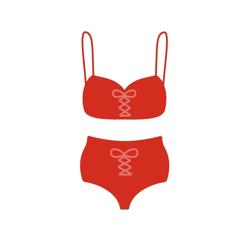 traje de baño para mujer moderno bikini rojo y sujetador vector