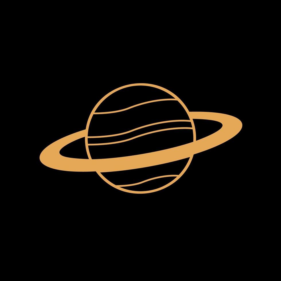 Planet saturn gold line art icon vector