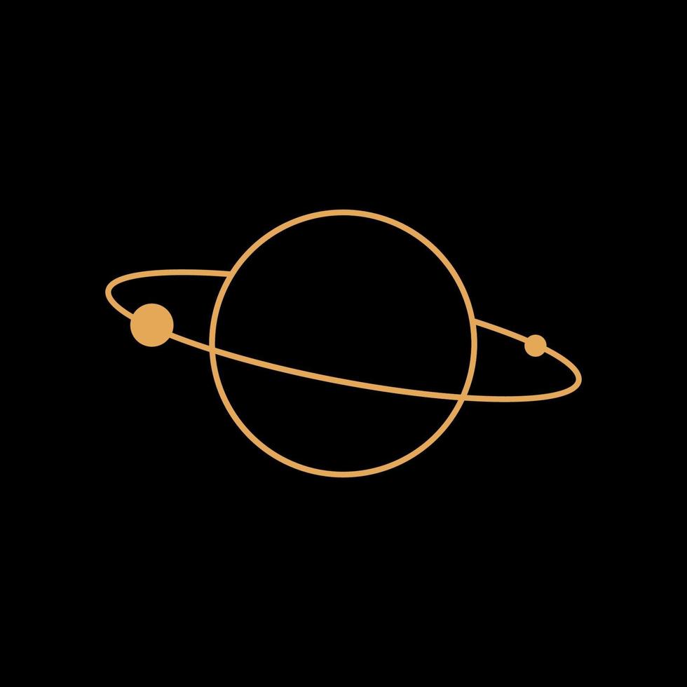 Planet saturn gold line art icon vector