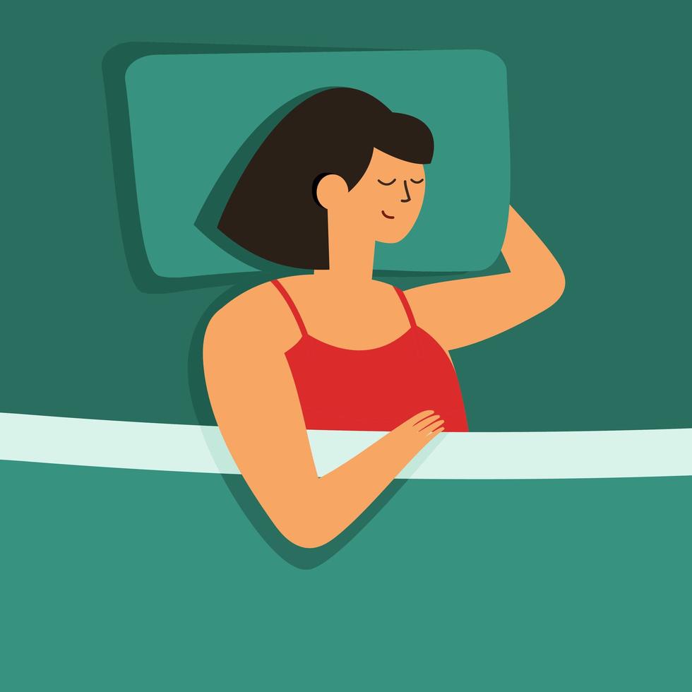 woman sleeping in bed. flat vector illustration