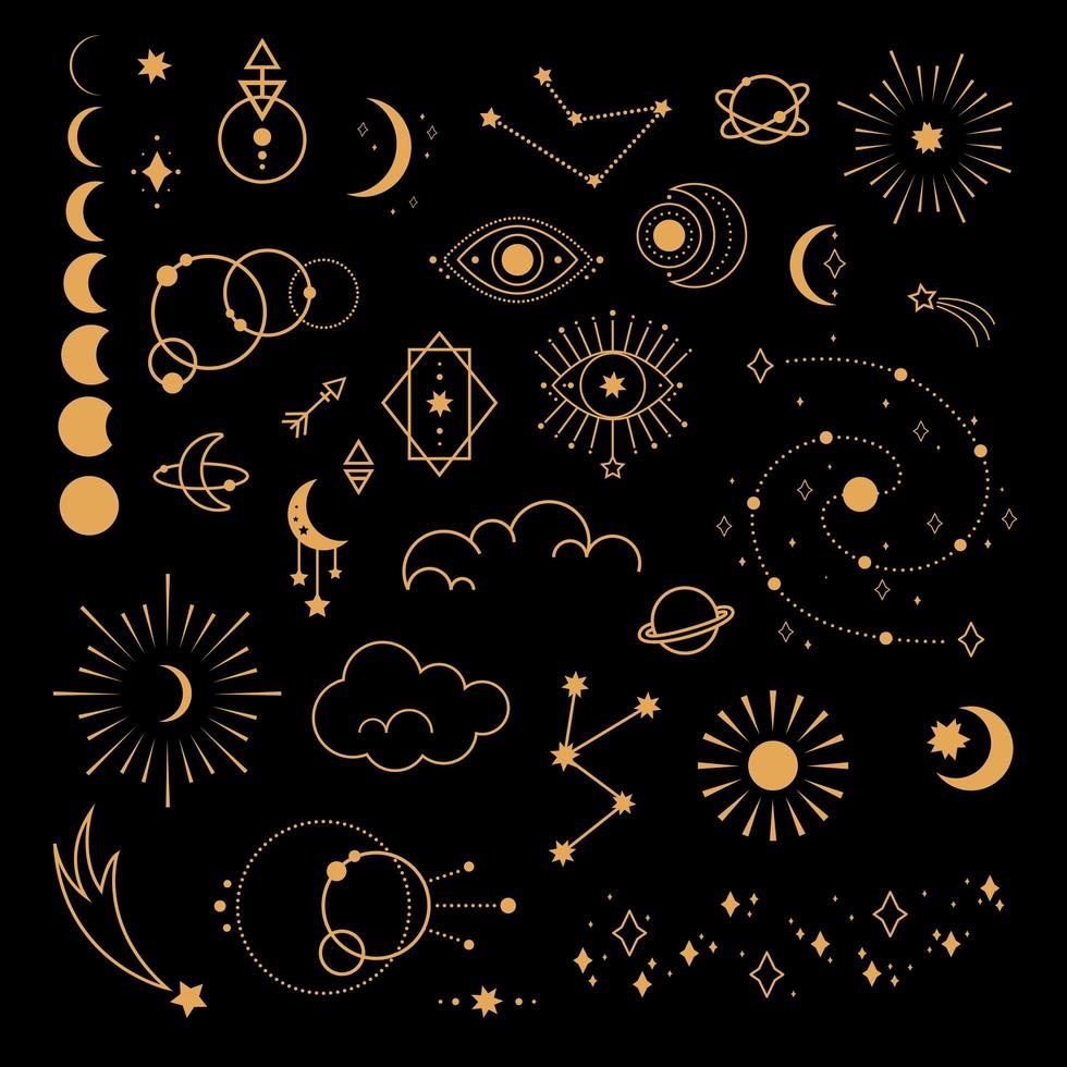 Big set of magic and astrological symbols. Mystical signs vector